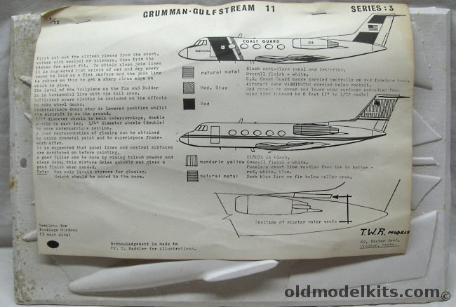 TWR 1/72 Grumman Gulfstream II - Business Jet or Coast Guard - Bagged, 3 plastic model kit